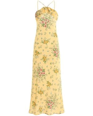 Rodarte Daisy Silk-Crepe Midi Halter Slip Dress - Metallic