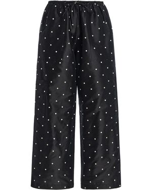DONNI. The Polka-Dot Silk Taffeta Cargo Trousers - Black