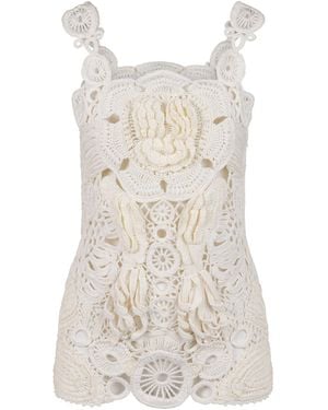 Heirlome Roselia Silk-Crochet Top - Natural