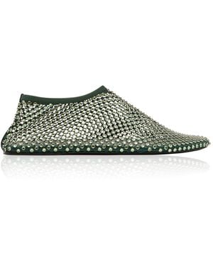 Christopher Esber Minette Crystal-embellished Mesh Flats - Green