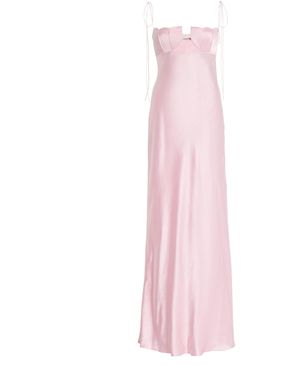 Anna October Exclusive Tulip Satin Maxi Dress - Pink