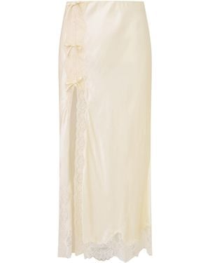 LoveShackFancy Calder Silk-Blend Midi Skirt - Natural