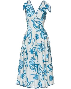Lena Hoschek Lola Printed Stretch-Coton Midi Dress - Blue