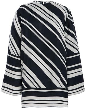 Brandon Maxwell The Leni Striped Tunic Mini Dress - Black
