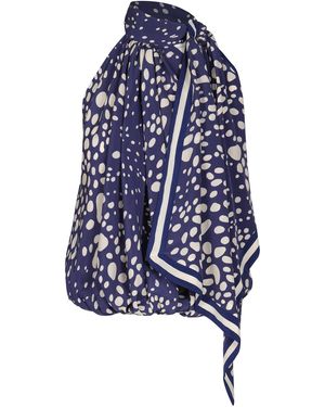 Johanna Ortiz The Distance Between Us Halter Silk Top - Blue