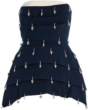 Chorus Exclusive Sasha Embellished Crepe De Chine Top - Blue