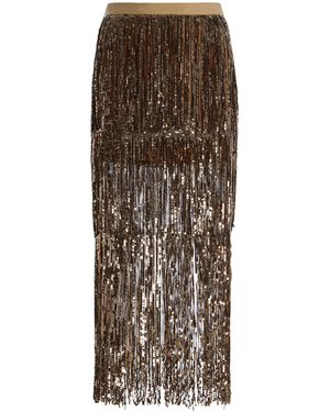 Twp Laurel Silk Mid-Rise Skirt - Brown