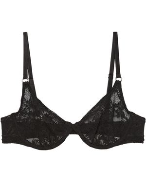 Fleur du Mal Le Stretch Lace Demi Bra - Black