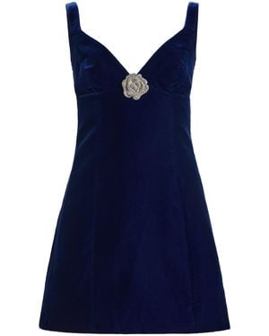 Cara Cara Gracie Velvet Mini Dress - Blue