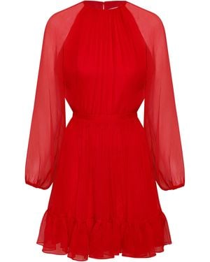 ANDRES OTALORA Raices Antiguas Ruffled Silk-Chifon Mini Dress - Red