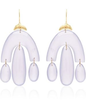 Ten Thousand Things Mini 18k Yellow Gold Chalcedony Earrings - Blue