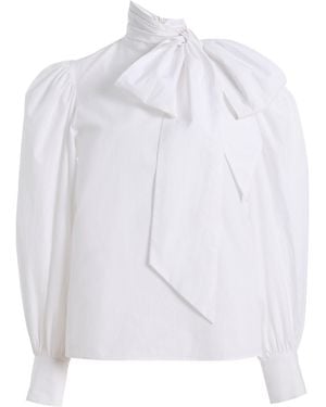 Franchise Winona Pussy-Bow Cotton Top - White