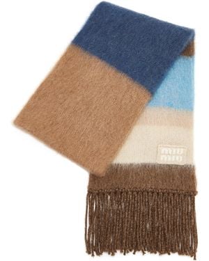 Miu Miu Mohair Striped Scarf - Blue