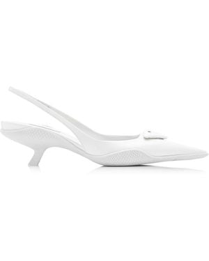 Prada Logo-Detailed Leather Slingback Court Shoes - White