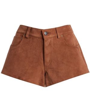 EB DENIM Portman Low-Rise Suede Shorts - Brown