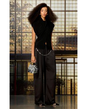 Rabanne Silk Wide-Leg Trousers - Black