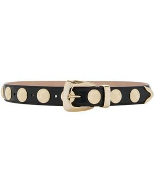 KHAITE Benny Leather Stud Belt - Black