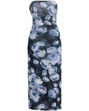 Stella McCartney Bunch Of Roses Mesh Midi Dress - Blue