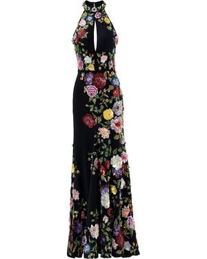 La Fuori Midnight Rose Reverie Embellished Gown - Black