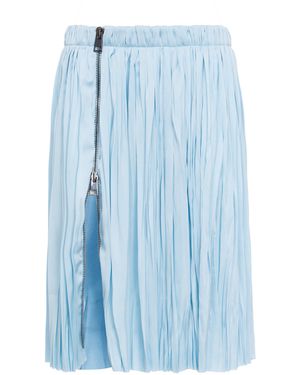 DES_PHEMMES Crinkle Pleated Satin Midi Skirt - Blue