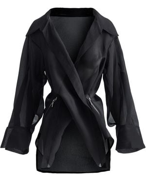 Maticevski Phormium Zip-Detailed Silk Crepe De Chine Organza Top - Black