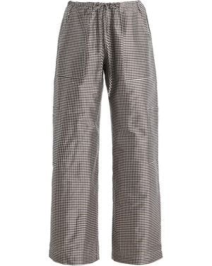 DONNI. The Gingham Silk Taffeta Cargo Trousers - Grey