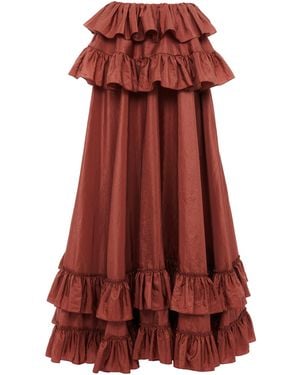 Chloé Ruffled Silk Taffeta Maxi Skirt - Red