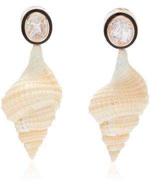 Dezso by Sara Beltran Distorsio 18k Rose Gold Shell And Silimanite Earrings - White