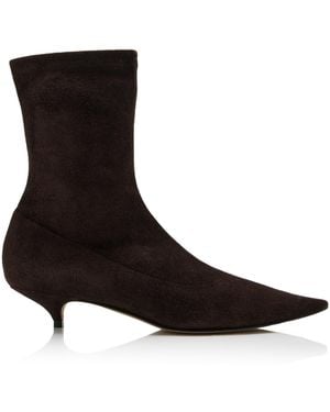 The Row Liisa Suede Booties - White