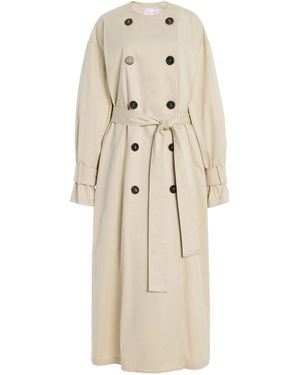 Carolina Herrera Double-Breasted Cotton Sateen Coat - Natural