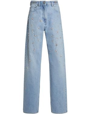 Versace La Vacanza Embellished Rigid High-Rise Straight-Leg Jeans - Blue