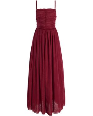 Moré Noir Claire Cotton-Silk Voile Dress - Red