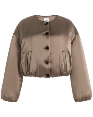 Leset Barb Satin Bomber Jacket - Natural