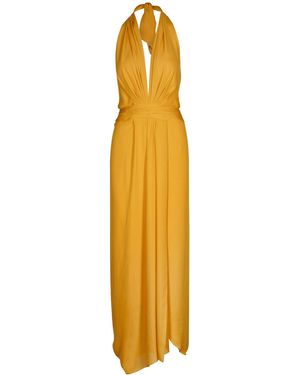 Johanna Ortiz Joshua Tree Scarf-detailed Silk Gown - Yellow