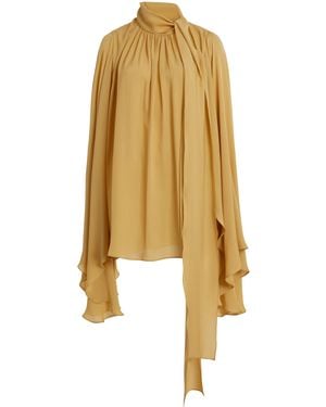 Elie Saab Flared Sleeve Silk Top - Yellow