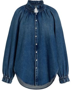 Citizens of Humanity X Bloom Farm Exclusive Loretta Ruffled Denim Shirt - Blue