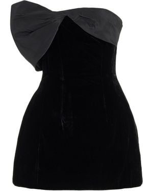 Monique Lhuillier Structured One-shoulder Velvet Mini Dress - Black
