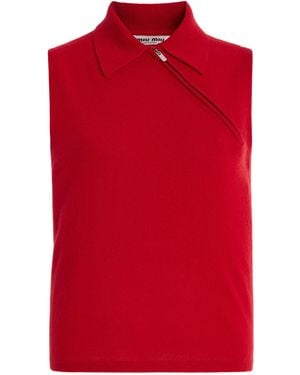 Miu Miu Cashmere Polo Shirt - Red