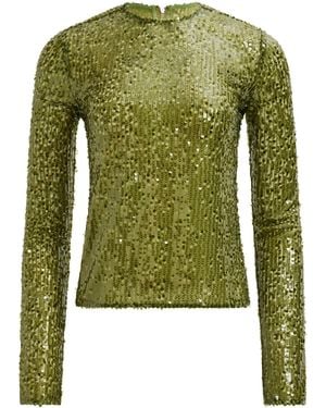 Aje. Althira Sequined Long-Sleeved Top - Green
