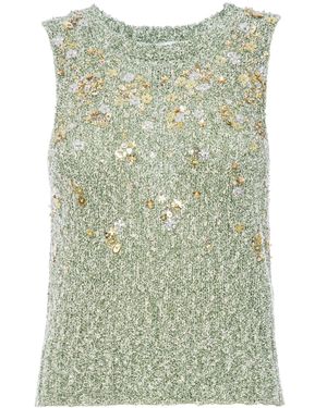 DES_PHEMMES Beaded Boucle Top - Green