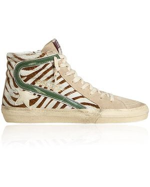 Golden Goose Slide Calf Hair High-Top Trainers - Metallic