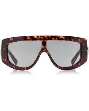 Gucci Mask-Frame Acetate Sunglasses - Brown