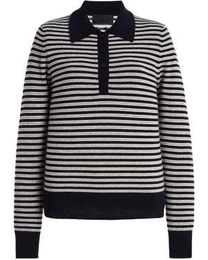 Nili Lotan Prescott Striped Cashmere Polo Jumper - Black