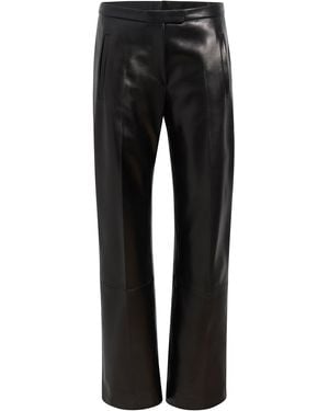KHAITE Miles Plongé Leather Straight-Leg Pants - Black