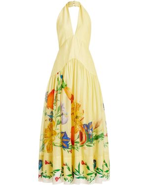 ALÉMAIS Dahlia Linen-blend Halter Gown - Yellow