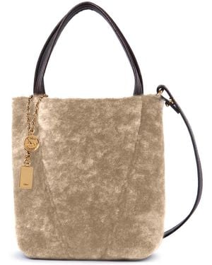 Chloé Spin Shearling Bucket Bag - Gray