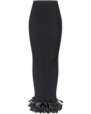 FFORME Riley Ribbon-Fringed Wool Maxi Skirt - Black