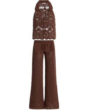 Akoia Swim Exclusive Crocheted Cotton Pant Set - Brown