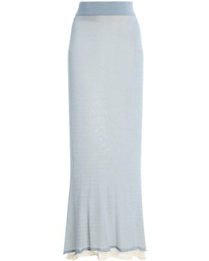 Ashlyn Sheer Layered Knit Midi Skirt - White