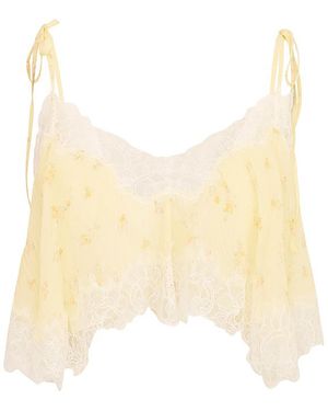 LoveShackFancy Elysia Silk Blend Cropped Top - Natural